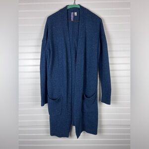 Ayla Women's Blue Long Open Front Sweater